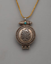 Flower Design Tibetan Ghau Box Pendant