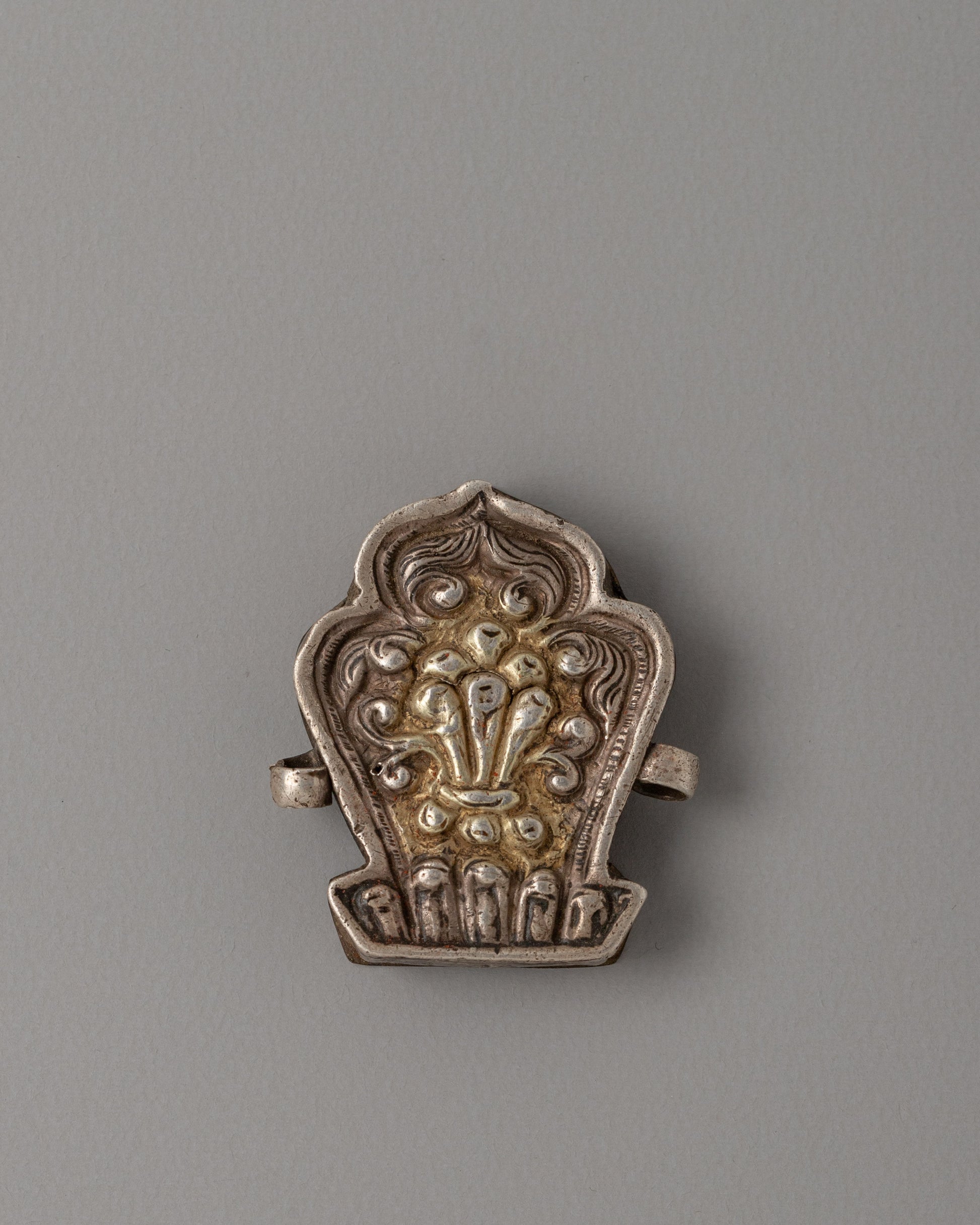 Silver-Plated Tibetan Ghau Box Pendant