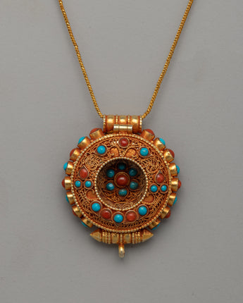 Handcrafted Gold-Plated Tibetan Pendant