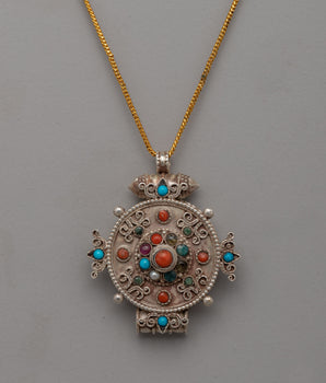 Tibetan Silver-Plated Pendant Ghau Box