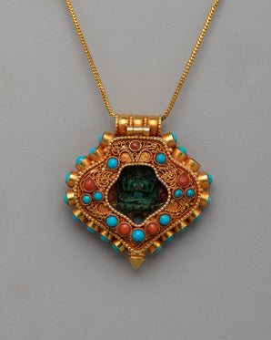 Tibetan Gold-Plated Buddha Pendant