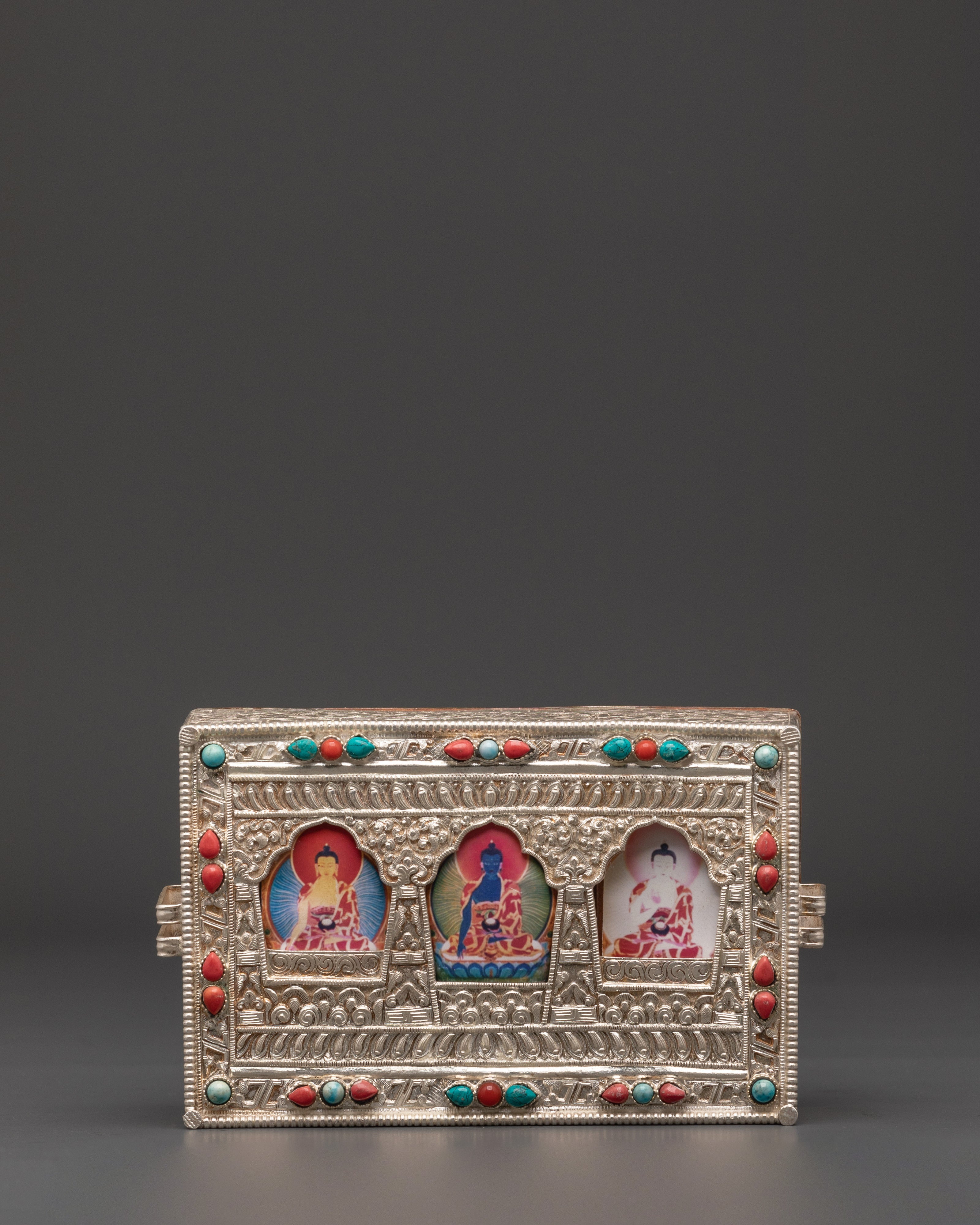 Tibetan Three Buddha Ghau Box