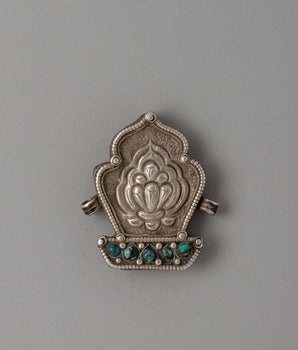 Silver-Plated Tibetan Ghau Box Pendant