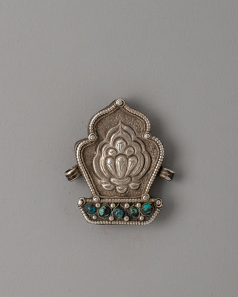 Silver-Plated Tibetan Ghau Box Pendant