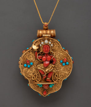 Gold-plated Tibetan Ghau Box Locket
