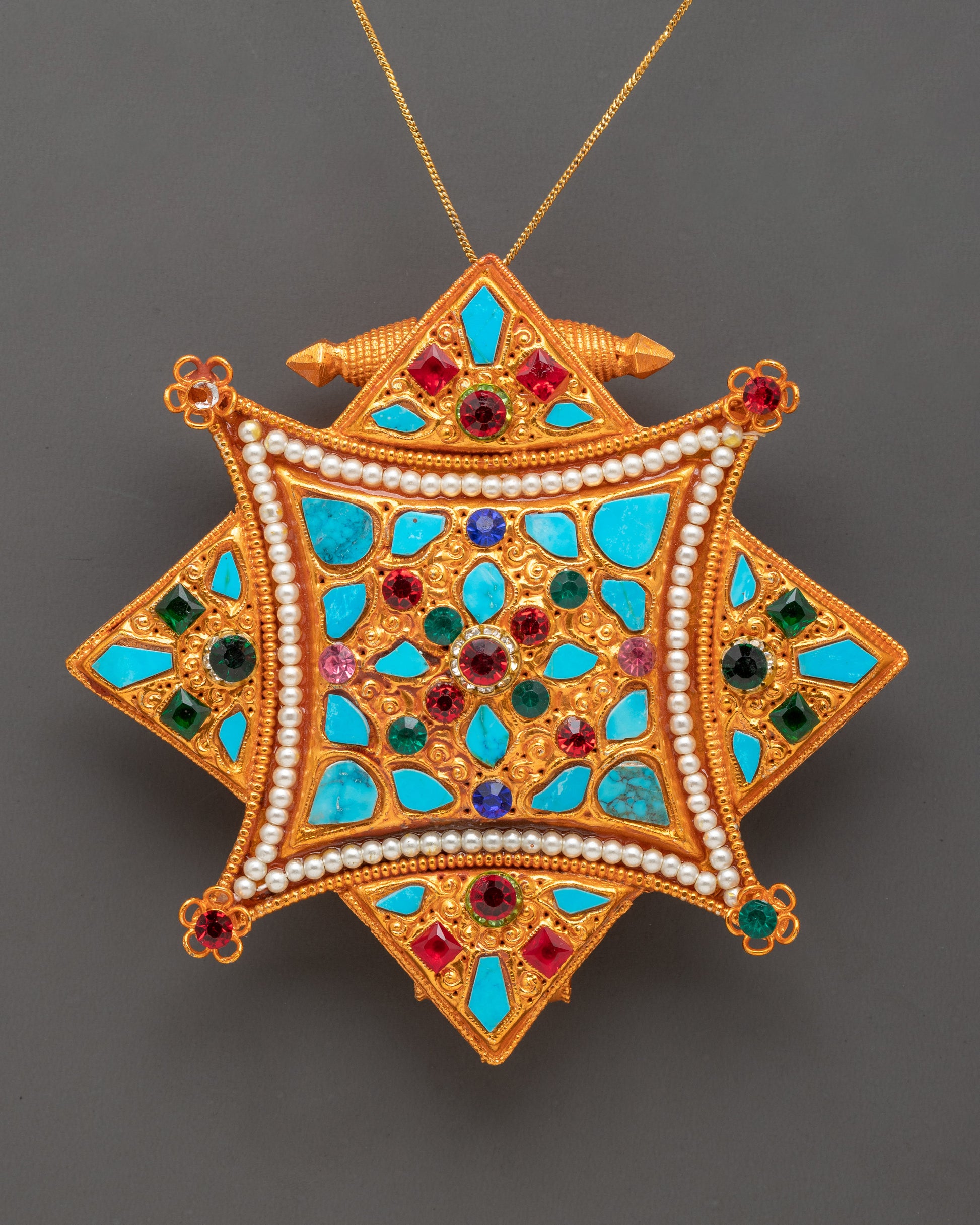 Star-Shaped Tibetan Ghau Box Locket