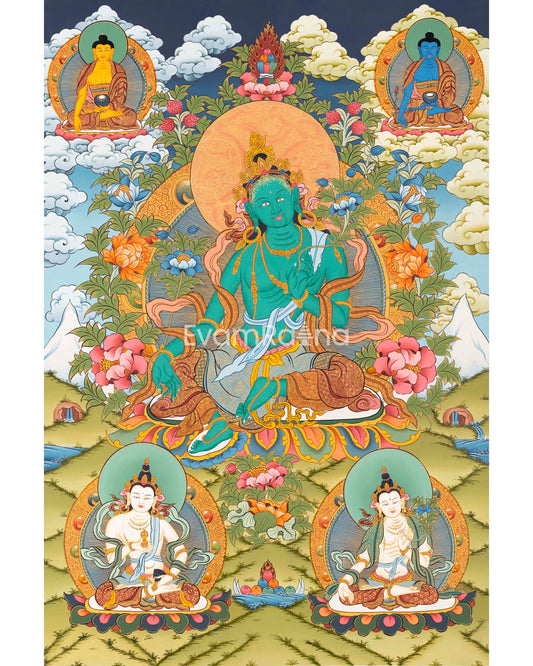 Green Tara Goddess Thangka