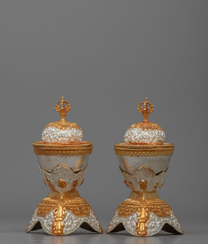 Gold-Plated Kapala Set for Buddhist Rituals