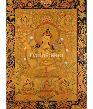 Manjushree Thangka With Dragon Border