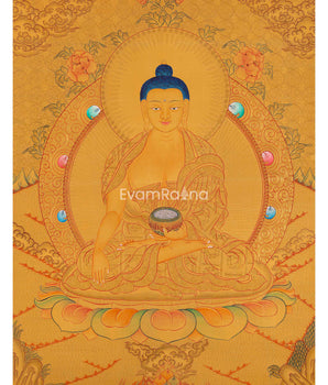 All Gold Shakyamuni Buddha Thangka Painting