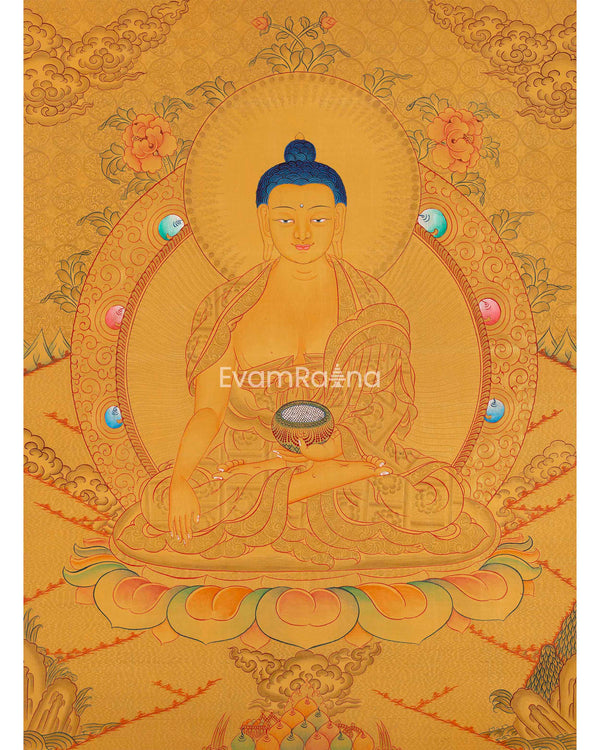 All Gold Shakyamuni Buddha Thangka Painting