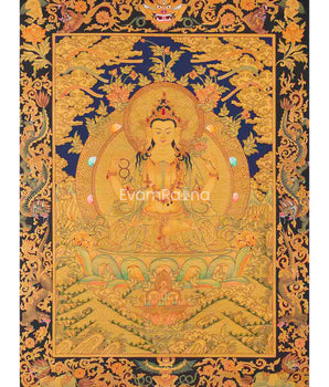 Full 24K Gold Style Avalokitesvara Chengrezig Thangka