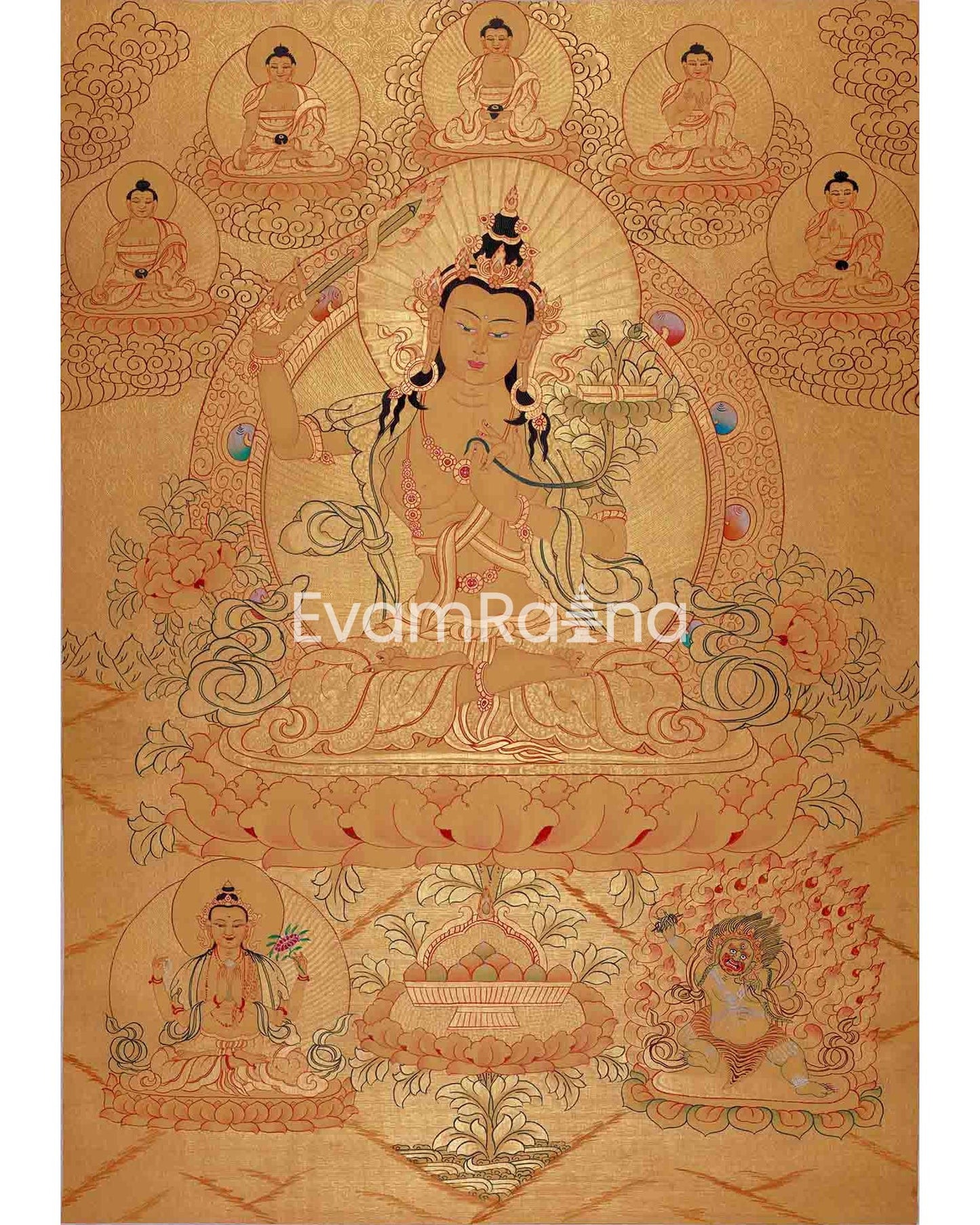 Gold Style Manjushri Thangka