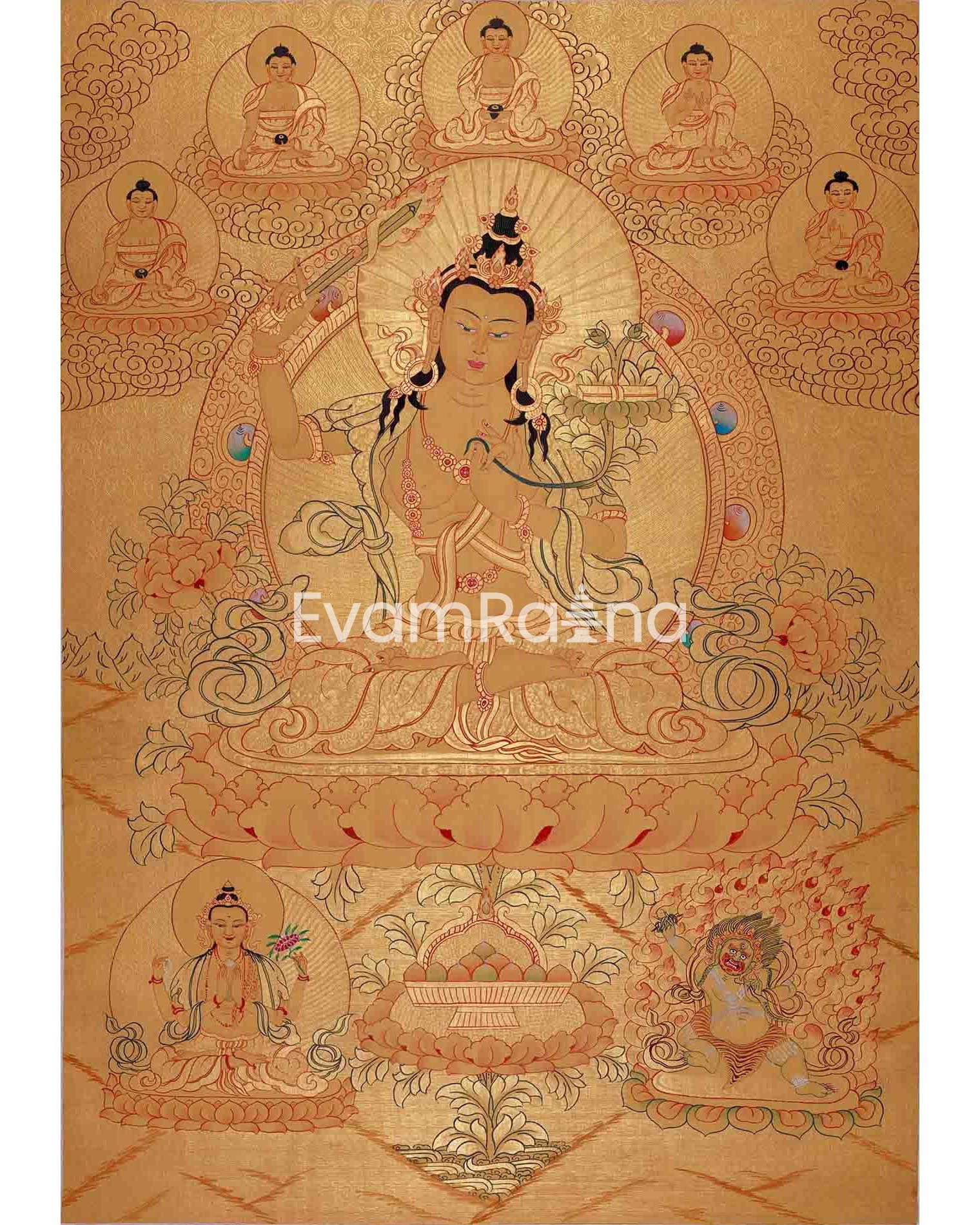 Gold Style Manjushri Thangka