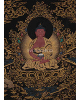 Gold & Black Amitabha Buddha Thangka 