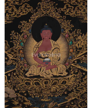 Gold & Black Amitabha Buddha Thangka