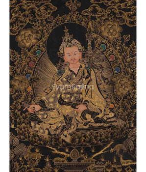 Gold and Black Guru Rinpoche Thangka