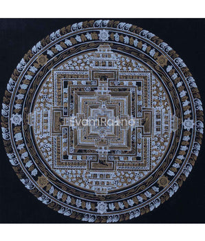 Gold and Silver Kalachakra Mandala Thangka
