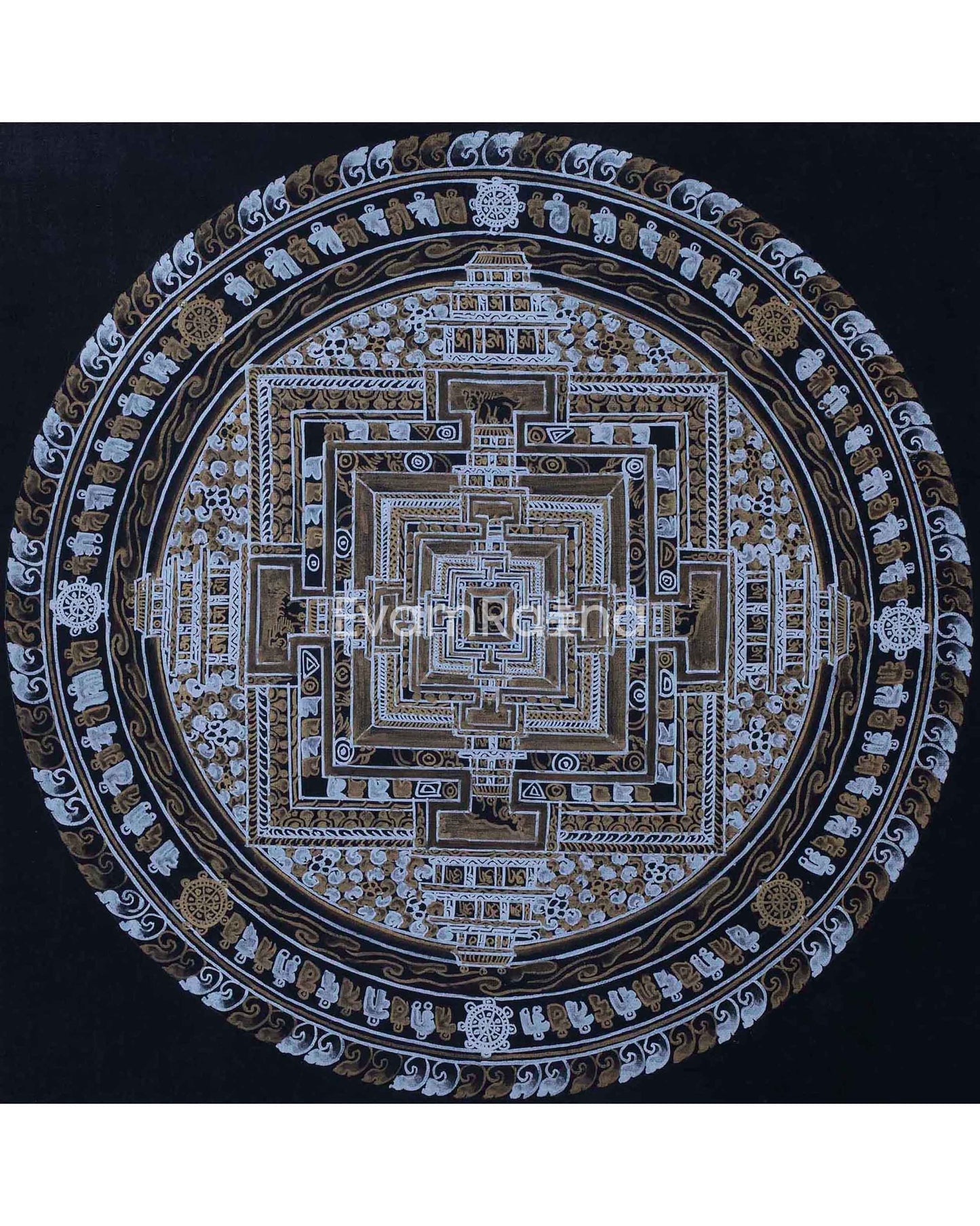 Gold and Silver Kalachakra Mandala Thangka