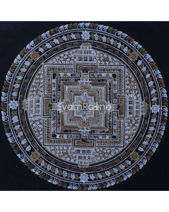 Gold and Silver Kalachakra Mandala Thangka
