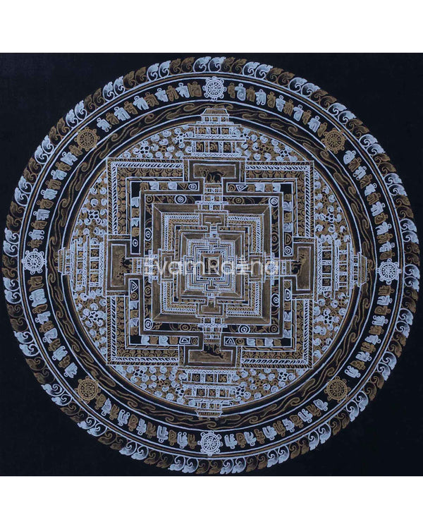 Gold and Silver Kalachakra Mandala Thangka