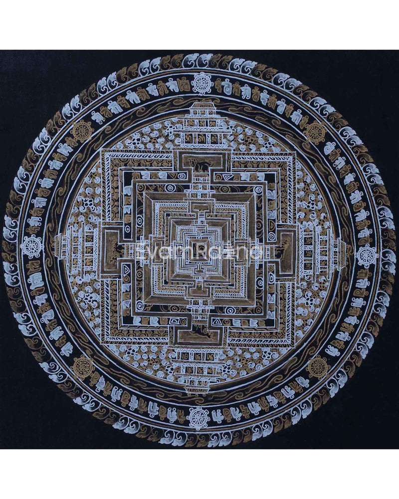 Gold and Silver Kalachakra Mandala Thangka