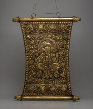 Brass Ganesh Metal Wall Hanging Thangka