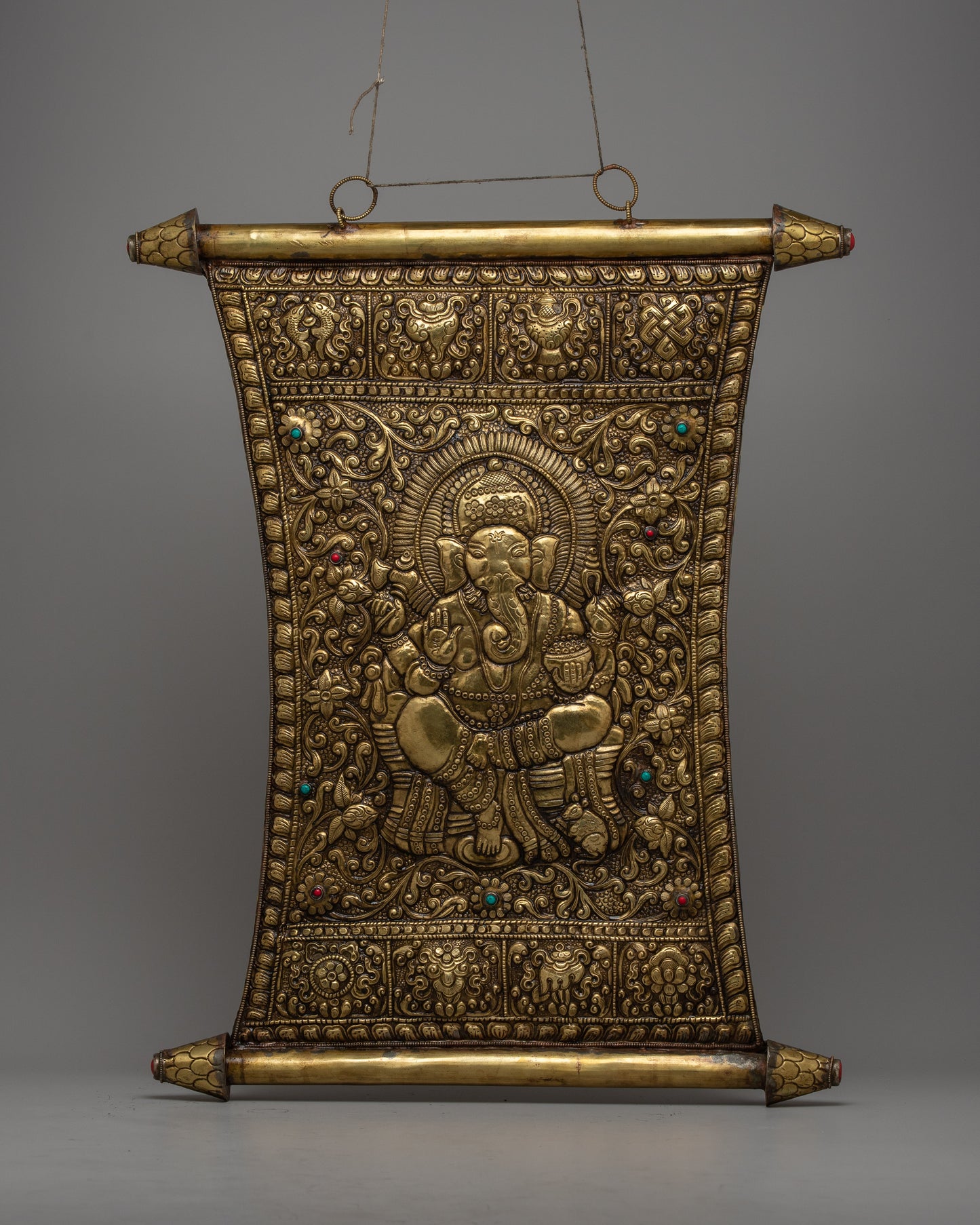 Brass Ganesh Metal Wall Hanging Thangka