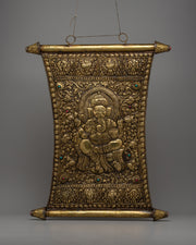 Brass Ganesh Metal Wall Hanging Thangka