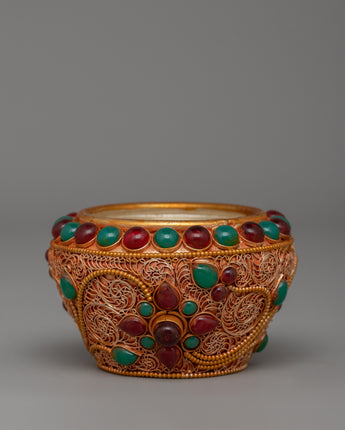 Tibetan Golpa Bowl with coral