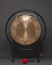 Handcrafted Sound Healing Gong | Engraved Brass Mandala Gong with Buddha Design