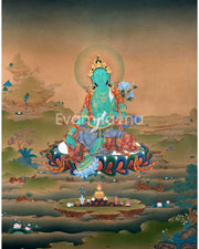 Green Tara Thangka Print