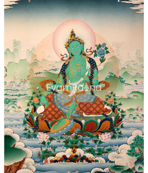 Green Tara Thangka Print 