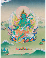Female Bodhisattva Green Tara Thangka | Mother of Liberation
