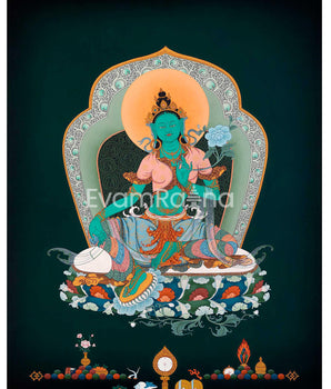 Green Tara Thangka Print