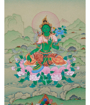 Hand-Painted Small Green Tara Painting 