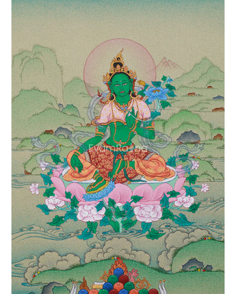 Hand-Painted Small Green Tara Painting 