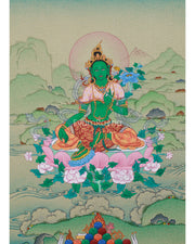 Hand-Painted Small Green Tara Painting 