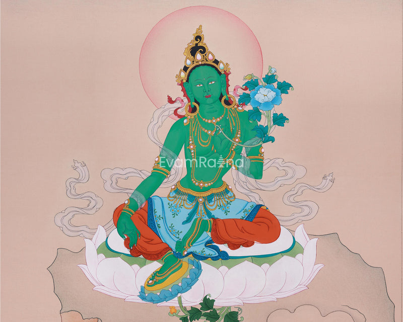 Surreal Green Tara Thangka