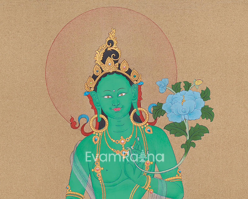 Sgrol-ljang (Green Tara) Thangka - Tibetan Goddess of Wisdom