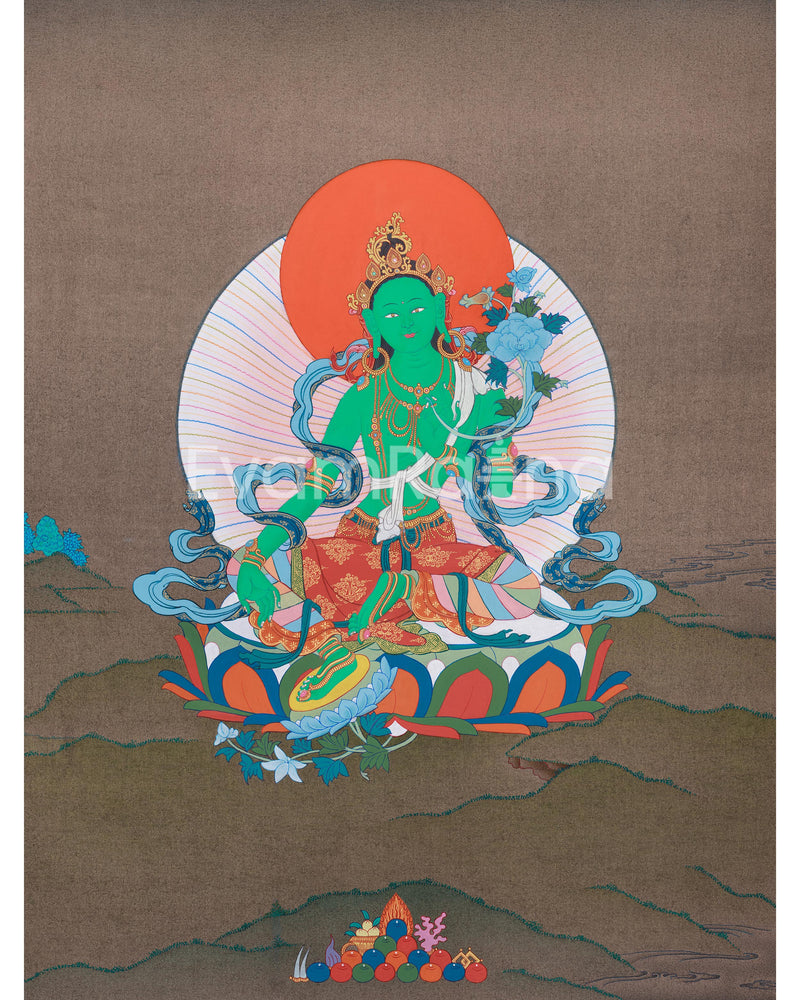 Anika Green Tara Goddess Thangka |