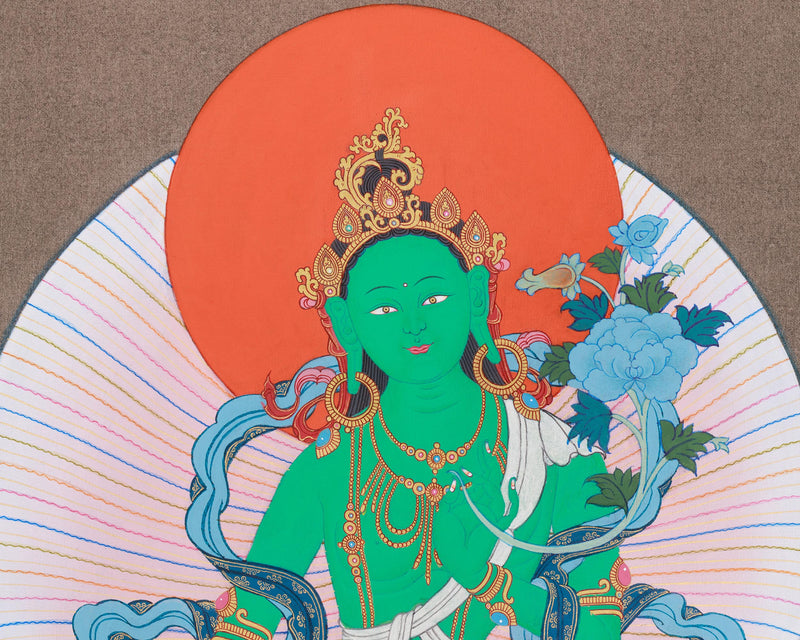 Anika Green Tara Goddess Thangka | Compassion and Protection