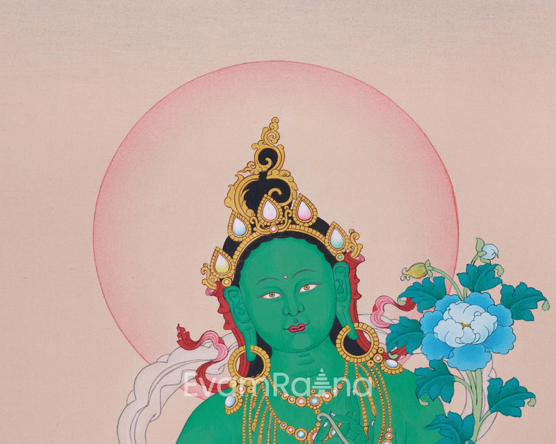 Surreal Green Tara Thangka