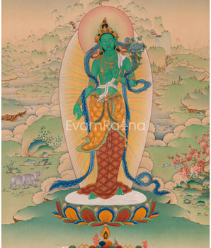 Standing Green Tara Thangka 