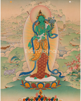 Standing Green Tara Thangka 