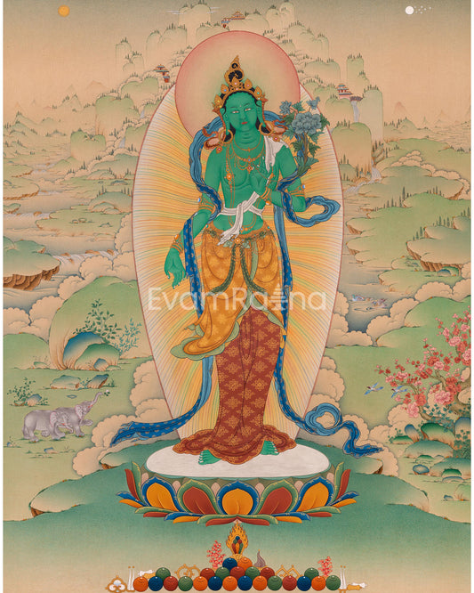 Standing Green Tara Thangka 