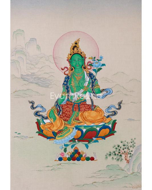 Mother of Liberation Thangka - Small Green Tara Artwork