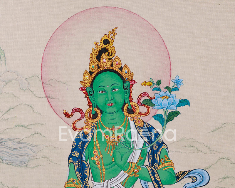 Mother of Liberation Thangka - Small Green Tara Artwork