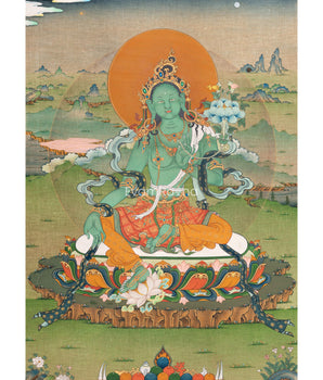 Green Tara Thangka Art Print