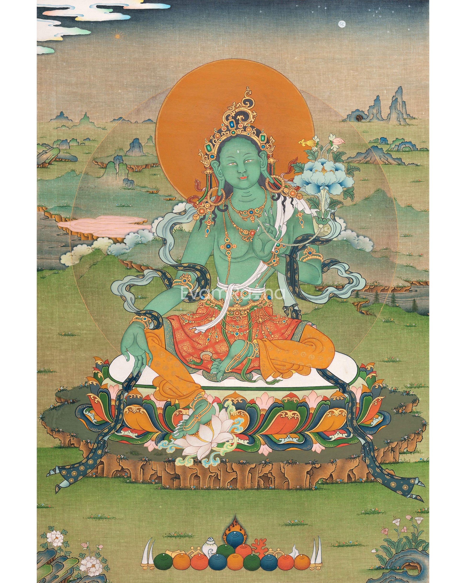 Green Tara Thangka Art Print